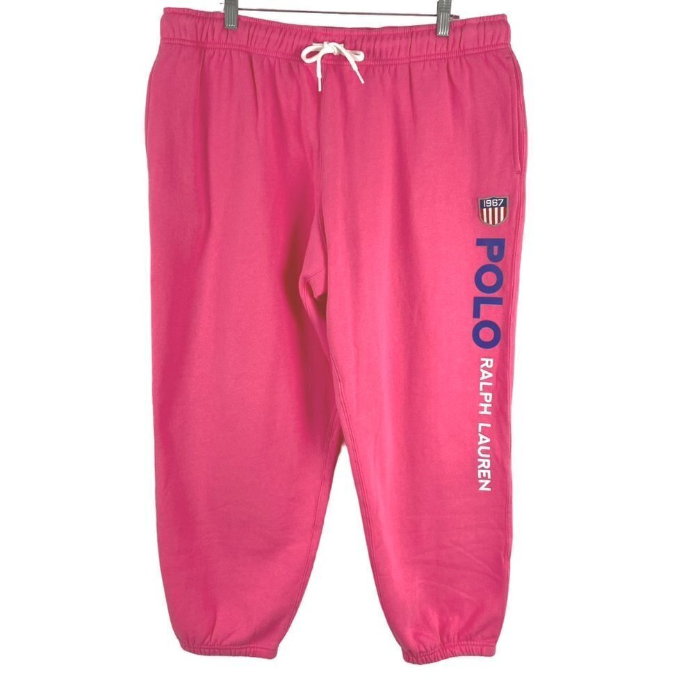 Polo Ralph Lauren Sweatpants‎ 1967 Shield Women's 2XL Pink Cotton Blend PT-1758